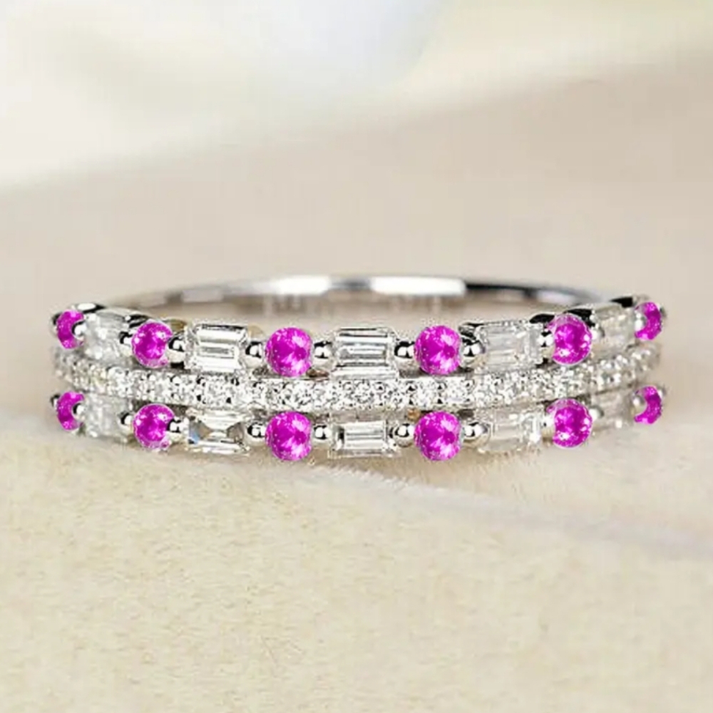 COPY - Elegant Silver and Pink Gemstone Ring